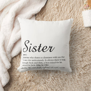 Zus Definitie Black and White Chic Script Kussen