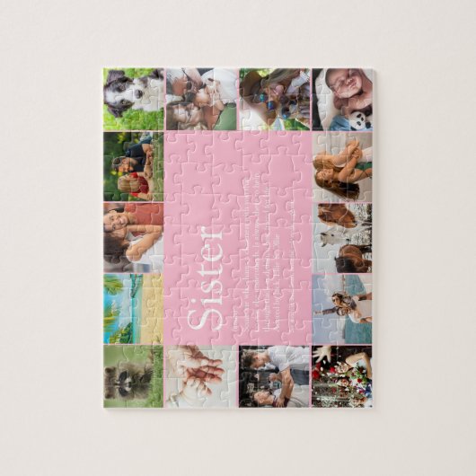 Zus definitie collage meisjesachtig roze 14 foto's legpuzzel (Verticaal)