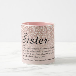 Zus Definitie Meisjesachtig Roze Goud Glitters Mok