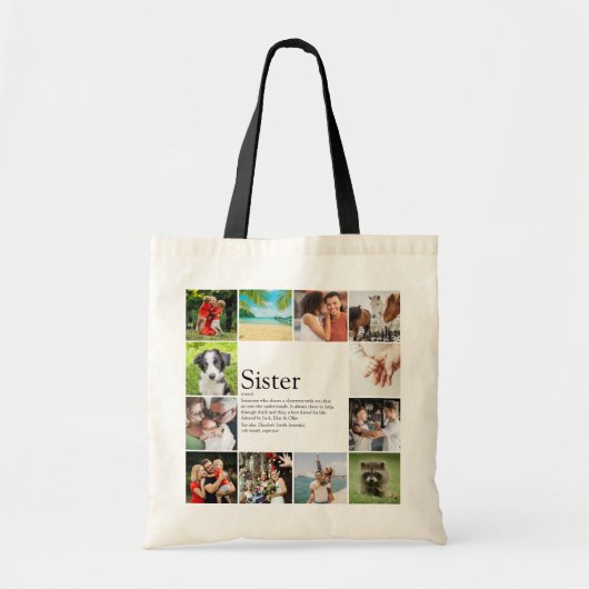 Zus Definitie Moderne Coole Fotocollage Tote Bag (Voorkant)