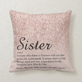 Zus Definitie Rose Goud Glitter Chic Script Kussen