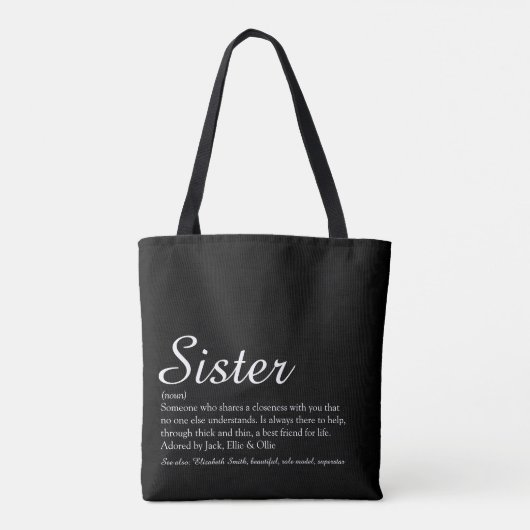 Zus Definitie Script Modern Plezier Tote Bag (Achterkant)