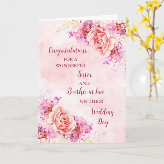 Zus en broer in de wet Huwelijk gefeliciteerd Kaart (Gele Bloem)