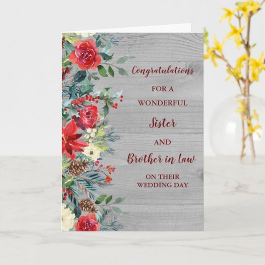 Zus en broer in de wet Huwelijk gefeliciteerd Kaart (Gele Bloem)