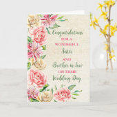 Zus en broer in de wet Huwelijk gefeliciteerd Kaart (Gele Bloem)