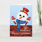 Zus en broer in de wet Kerstsneeuwman Feestdagen Kaart (Voorkant)