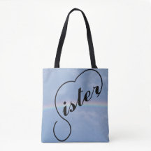 Zus en een regenboog op een tote met all-over prin