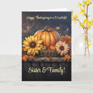 Zus en familie blij met Thanksgiving Kaart