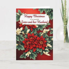 Zus en haar man Kerstmis Poinsettias Feestdagen Kaart