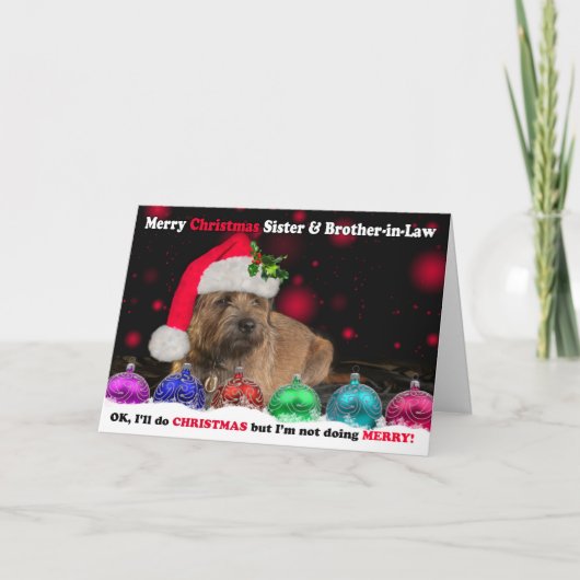 Zus en zwager Grumpy Border Terrier Hond Feestdagen Kaart (Voorkant)