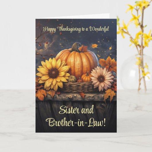Zus en zwager Prettig Thanksgiving Kaart (Gele Bloem)