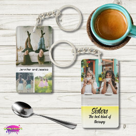 Zus Foto Collage met Namen, Beste Therapie Sleutelhanger