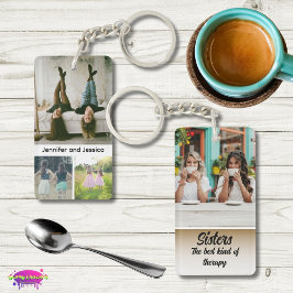 Zus Foto Collage met Namen, Beste Therapie Sleutelhanger