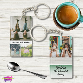 Zus Foto Collage met Namen, Beste Therapie Sleutelhanger