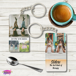 Zus Foto Collage met Namen, Beste Therapie Sleutelhanger