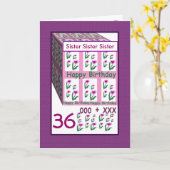 Zus - Gelukkige 36e verjaardag Kaart (Gele Bloem)