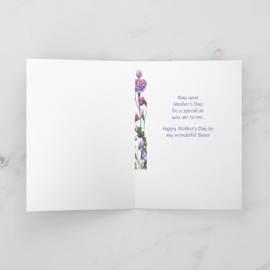 Zus Gelukkige Moederdag Kleurrijke Tuin Bloemen Feestdagen Kaart (Binnen)