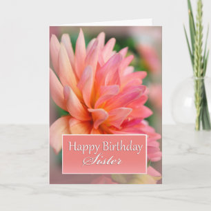 Zus Gelukkige Verjaardag, Roze Dahlia Kaart