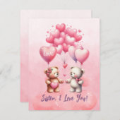 Zus, ik hou van jou Valentijn Feestdagenkaart (Voorkant / Achterkant)