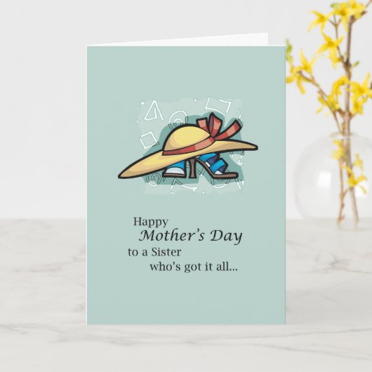 Zus Pet Sandalen Moederdag Kaart (Gele Bloem)