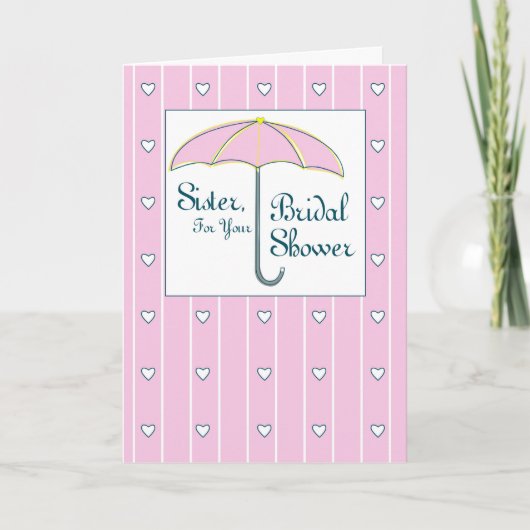 Zus, Roze Paraplu Bruiloftsfeest Bedankkaart (Voorkant)