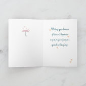 Zus, Roze Paraplu Bruiloftsfeest Bedankkaart (Binnen)