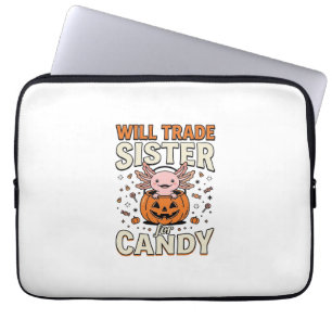 Zus Ruilen voor Snoep Axolotl Halloween Desi Laptop Sleeve