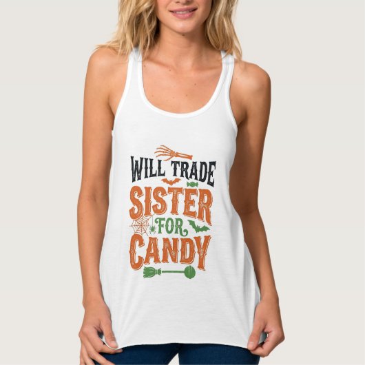 Zus Ruilen Voor Snoep Halloween Shirt Ontwerp (Voorkant)