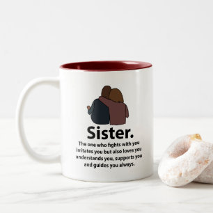 Zus Sibling Zus Liefde Zusschap Quote Tweekleurige Koffiemok