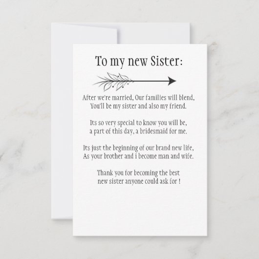 zus te worden kaart (Voorkant)