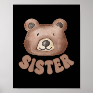 Zus teddybeer 1e verjaardag jongen meisje familie poster
