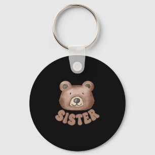 Zus teddybeer 1e verjaardag jongen meisje familie sleutelhanger
