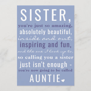 Zus tot tante Schattigee zwangerschapsaankondiging Aankondiging