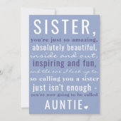 Zus tot tante Schattigee zwangerschapsaankondiging Aankondiging (Voorkant)