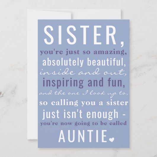 Zus tot tante Schattigee zwangerschapsaankondiging Aankondiging (Voorkant)