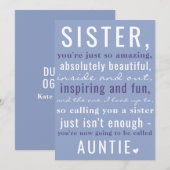 Zus tot tante Schattigee zwangerschapsaankondiging Aankondiging (Voorkant / Achterkant)