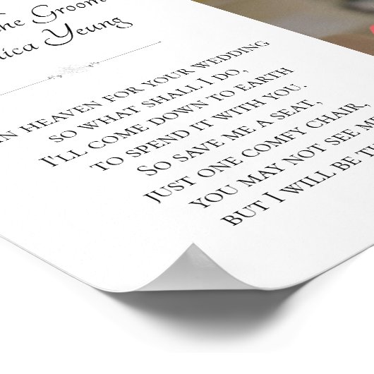 Zus van bruidegom in de hemel Foto Memorial Bruilo Poster (Hoek)