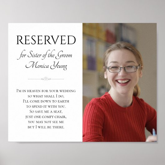 Zus van bruidegom in de hemel Foto Memorial Bruilo Poster (Voorkant)