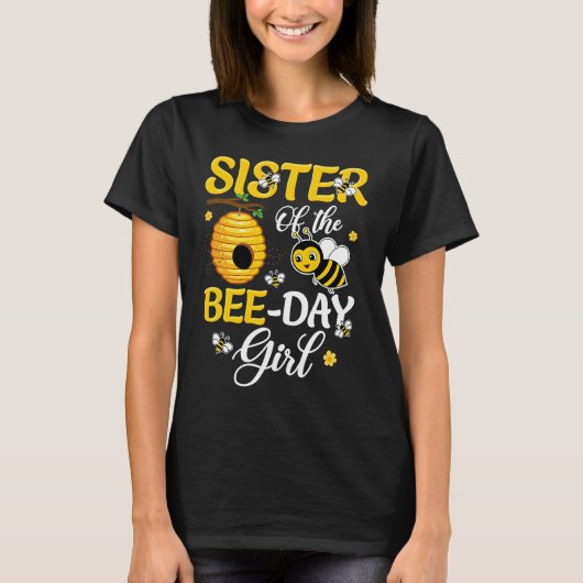 Zus van de Bee Day Meisje Hive Party Matching Mo T-shirt (Voorkant)