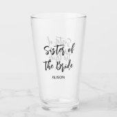 Zus van de bruid bruiloft zwart wit glas cup (Voorkant)