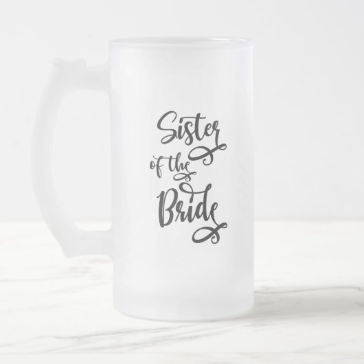 Zus van de bruid matglas bierpul (Links)