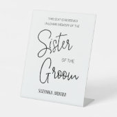 Zus van de bruidegom gedenkteken gereserveerde sto reclamebord met voetstuk (Voorkant)