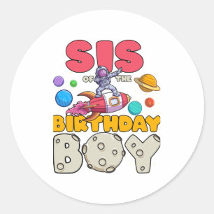 Zus van de Dabbing Astronaut Verjaardagsjongen Mat Ronde Sticker