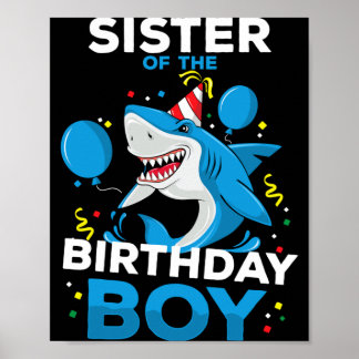 Zus van de jarige jongen haai oceaan thema poster