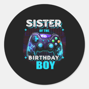 Zus van de jarige jongen Matching videospel Bir Ronde Sticker