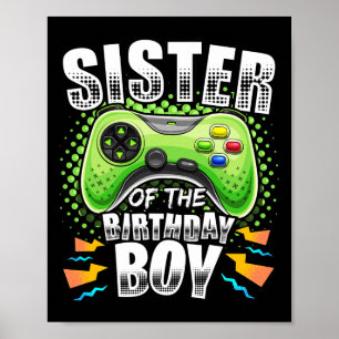 Zus van de jarige jongen Matching videospel Geboor Poster