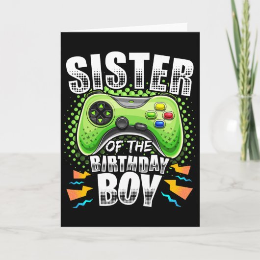 Zus van de jarige Matching Videogame Broer Kaart (Voorkant)