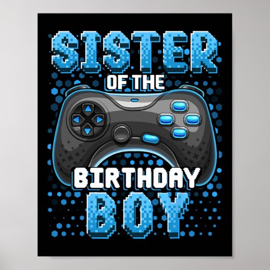 Zus van de jarige Matching Videogame Geboorte Poster (Voorkant)