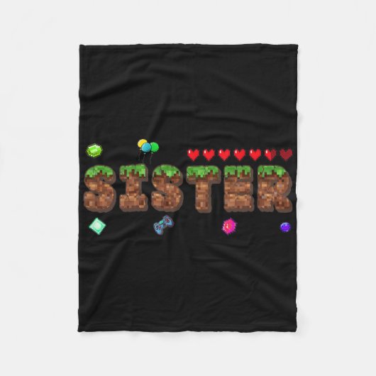 Zus Van De Jarige Pixel Game Feestje Match Fleece Deken (Voorkant)