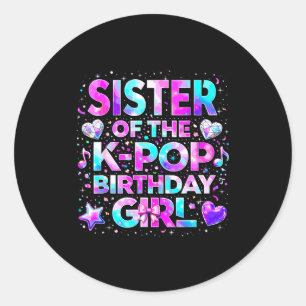 Zus van de k-pop-verjaardagsmeisjes Koreaanse muzi Ronde Sticker